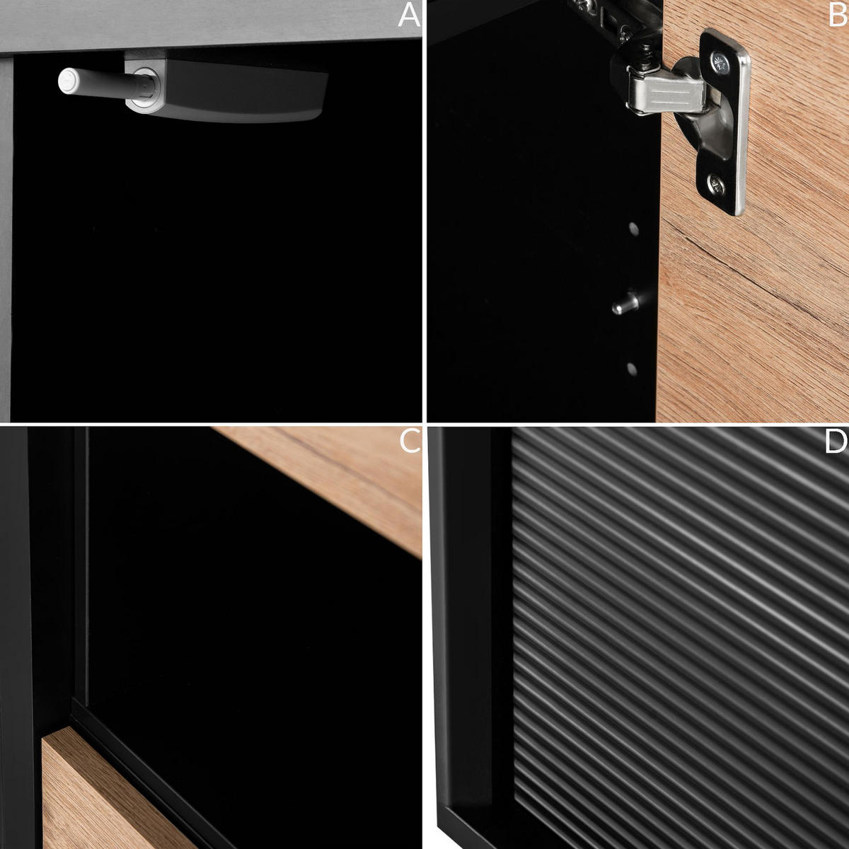 REGAL LOFTY Kreuzeinlage, schwarz / Eiche natur - Eichefarben/Schwarz, Holzwerkstoff (52/174/41cm) - KONSIMO®