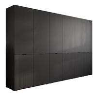 KLEIDERSCHRANK SANDBOX MODERN 300 303/49/200 cm Schwarzer Graphit / Schwarzer Graphit mit LED ohne Zusatzböden - Schwarz, Holzwerkstoff/Kunststoff (303/200/49cm) - Lookway