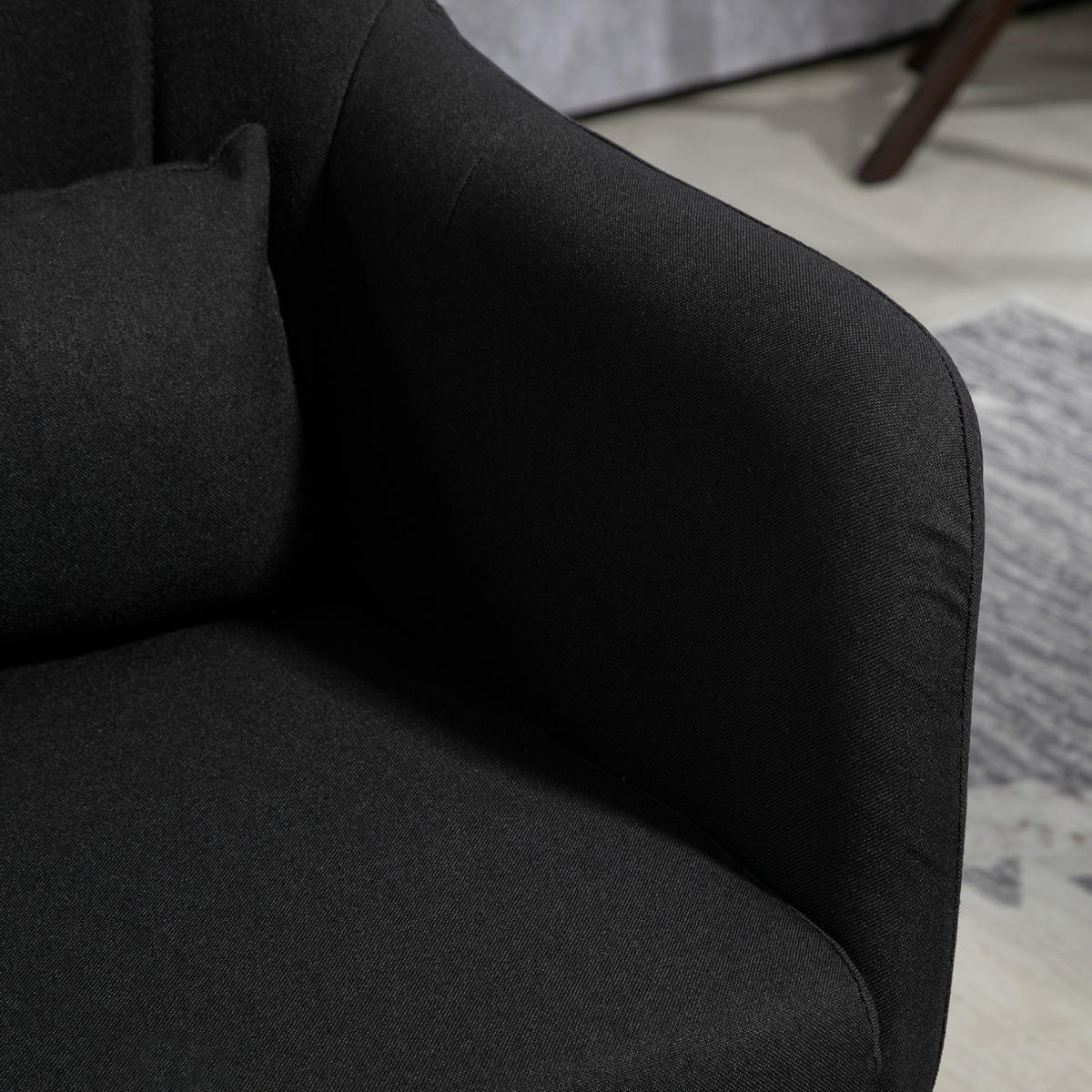 DREHSTUHL 60/60/79-91 cm in Schwarz, höhenverstellbar und 360° drehbar - Schwarz, Textil (60/91/60cm) - Flora Grace