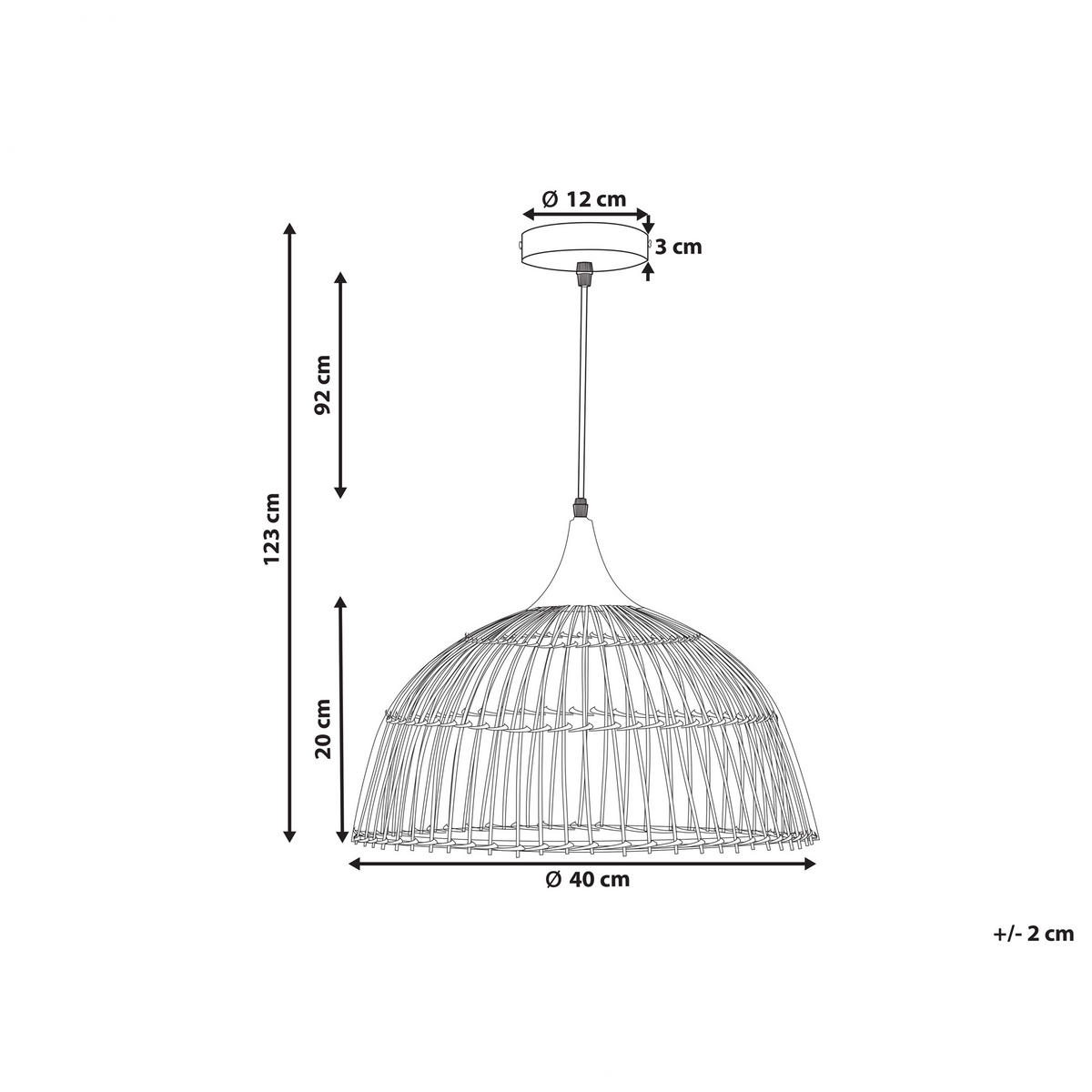 HÄNGELEUCHTE Bararis 40/40/20 cm - Naturfarben, Naturmaterialen (40/40/20cm) - Beliani
