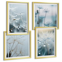 BILDER SET 4er Set - 50x50 cm & 40x60 cm Goldrahmen - Tautropfen auf Löwenzahn - Goldfarben, Kunststoff (50/50cm) - TULUP