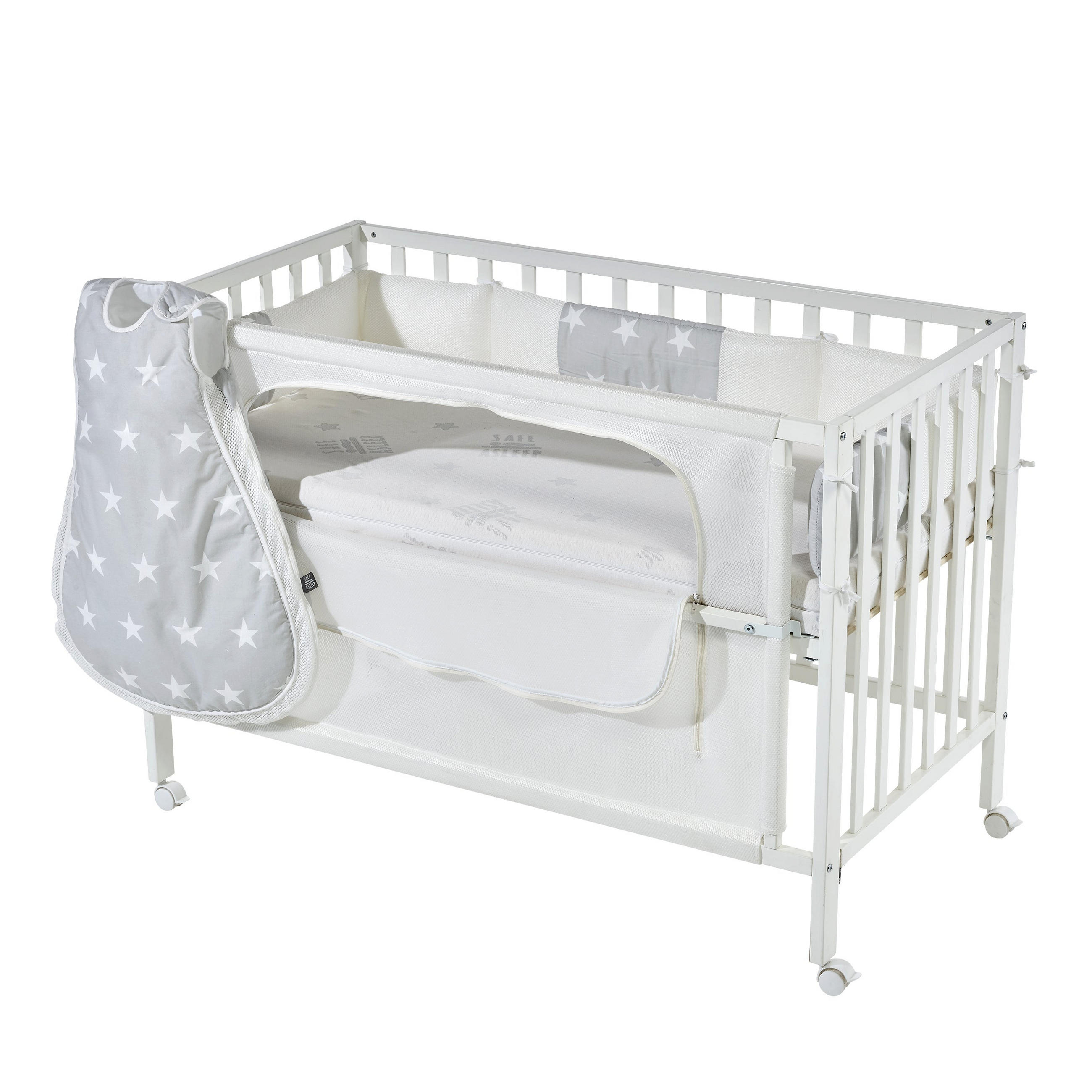 BABYBETT Sterne grau 5er-Set 60 x 120 cm - Weiß, Holzwerkstoff (60/120cm) - Roba