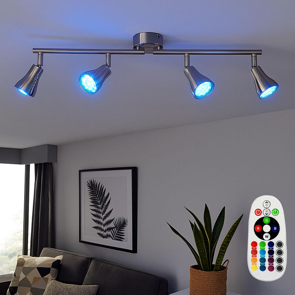 LED DECKENLEUCHTE GROSETTO Silber - Silberfarben, Metall (62.5/8/16cm) - Globo Lighting