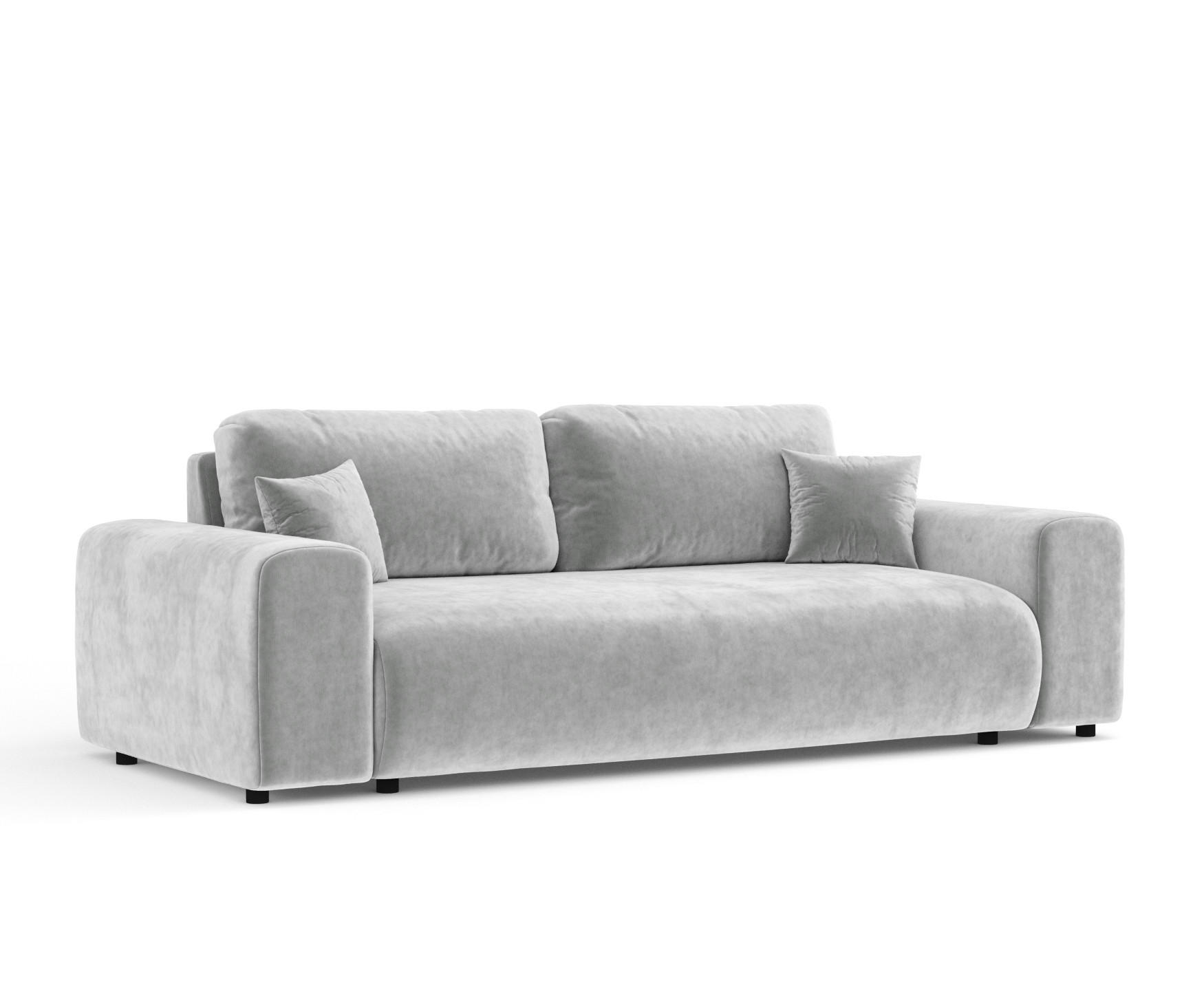 3-SITZER-SOFA Zanzibar Hellgrau Samtstoff - Hellgrau/Schwarz, Holz/Holzwerkstoff (213/79/108cm) - Maison de Reve