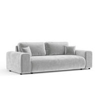 3-SITZER-SOFA Zanzibar Hellgrau Samtstoff - Hellgrau/Schwarz, Holz/Holzwerkstoff (213/79/108cm) - Maison de Reve
