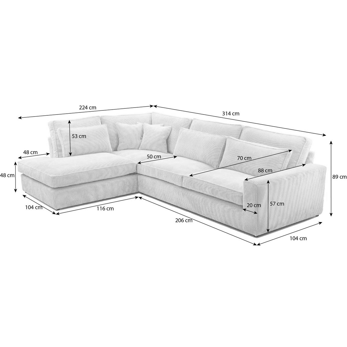ECKSOFA Parma ohne Schlaffunktion beige links - Beige/Schwarz, Textil (314/224cm) - Beautysofa