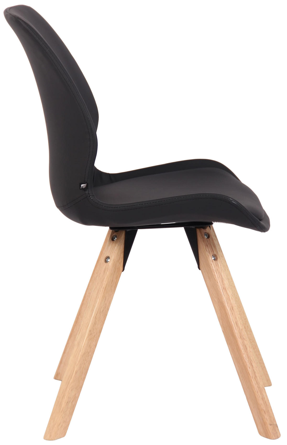 STUHL Lederlook schwarz - Eukalyptusholzfarben/Schwarz, Holz/Textil (49/87.5/58cm) - CLP