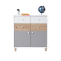 KOMMODE Figo mit 4 Schubladen und 2 Türen - Weiß/Eiche Artisan, Holzwerkstoff (85/90/40cm) - Beautysofa