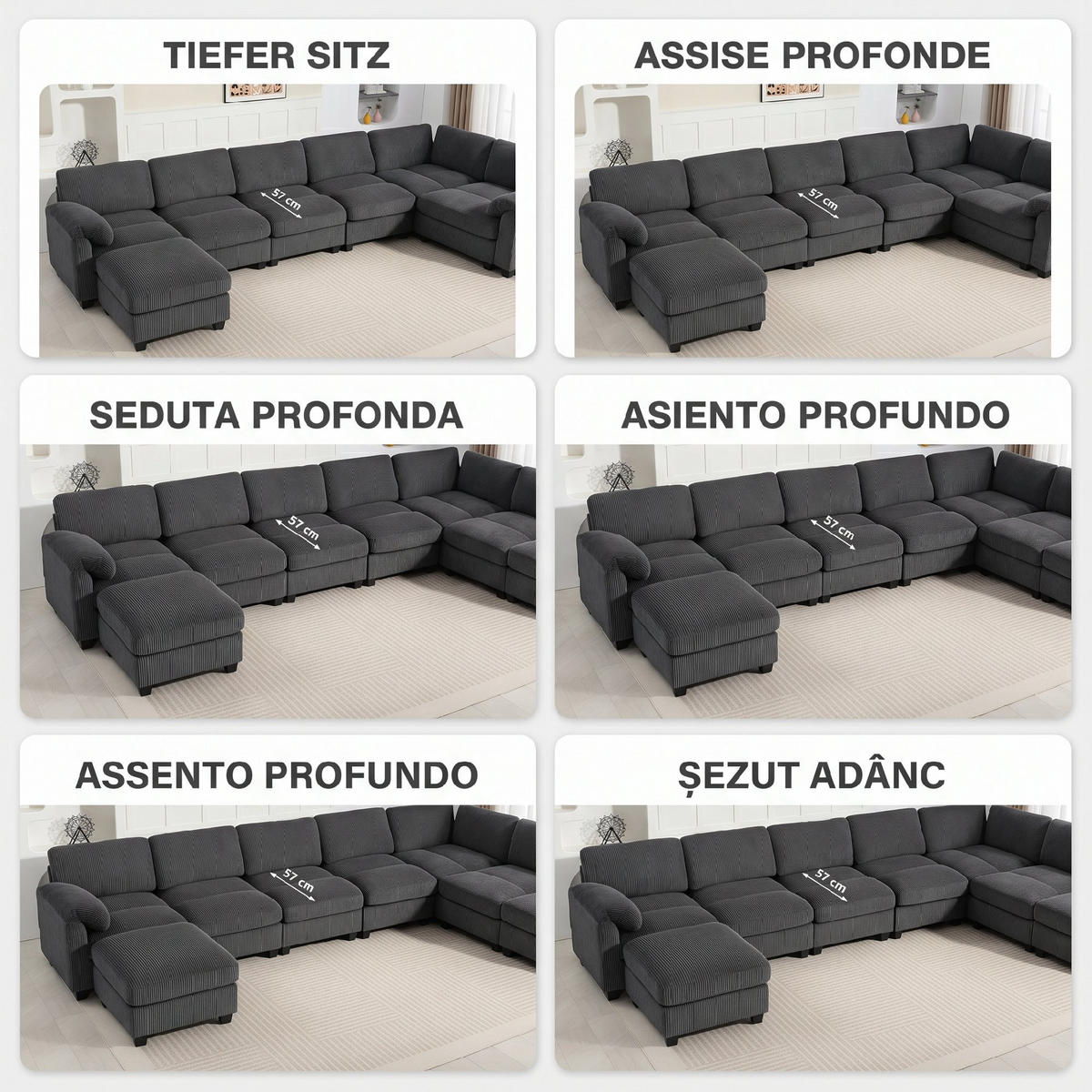 ECKSOFA Dunkelgrau 292/224/85 cm - Dunkelgrau, Textil (292/224cm) - PANGIVO