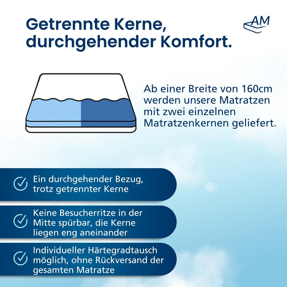 KALTSCHAUMMATRATZE 180/200 cm H4 - 19cm Höhe & Tencel Bezug - Weiß, Textil (180/200cm) - AM Qualitätsmatratzen