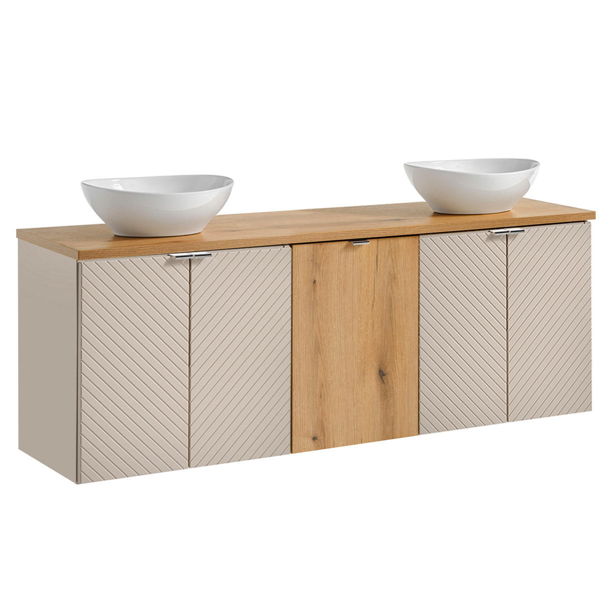BADMÖBEL 160cm Manoa 2er-Set Kaschmir - Holz - Beige, Holzwerkstoff (160/59/40cm) - Petits-meubles