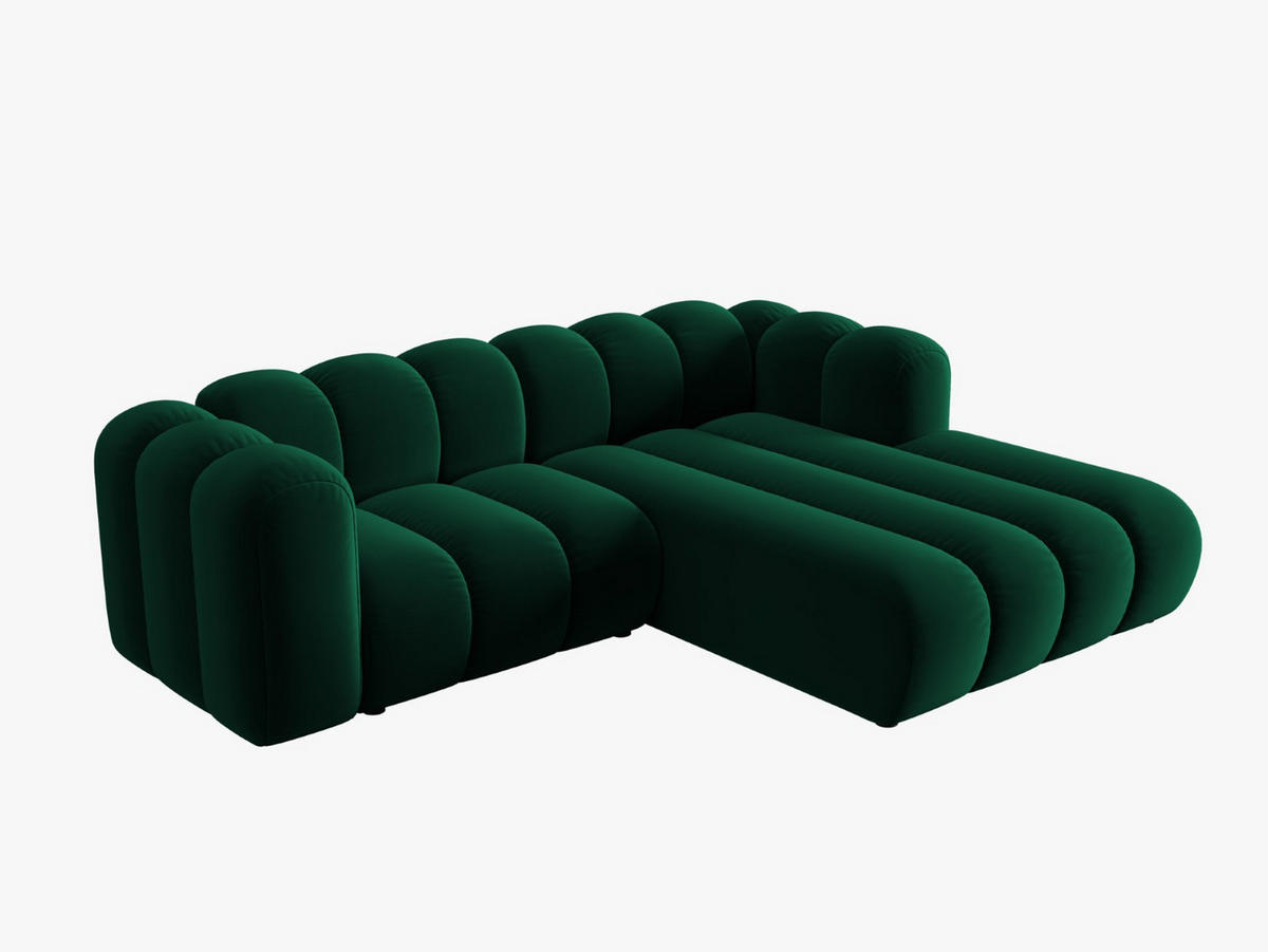 ECKSOFA modular rechts Lupine aus Samt flaschengrün 3 Sitzplätze - Dunkelgrün, Textil (177/230cm) - Micadoni