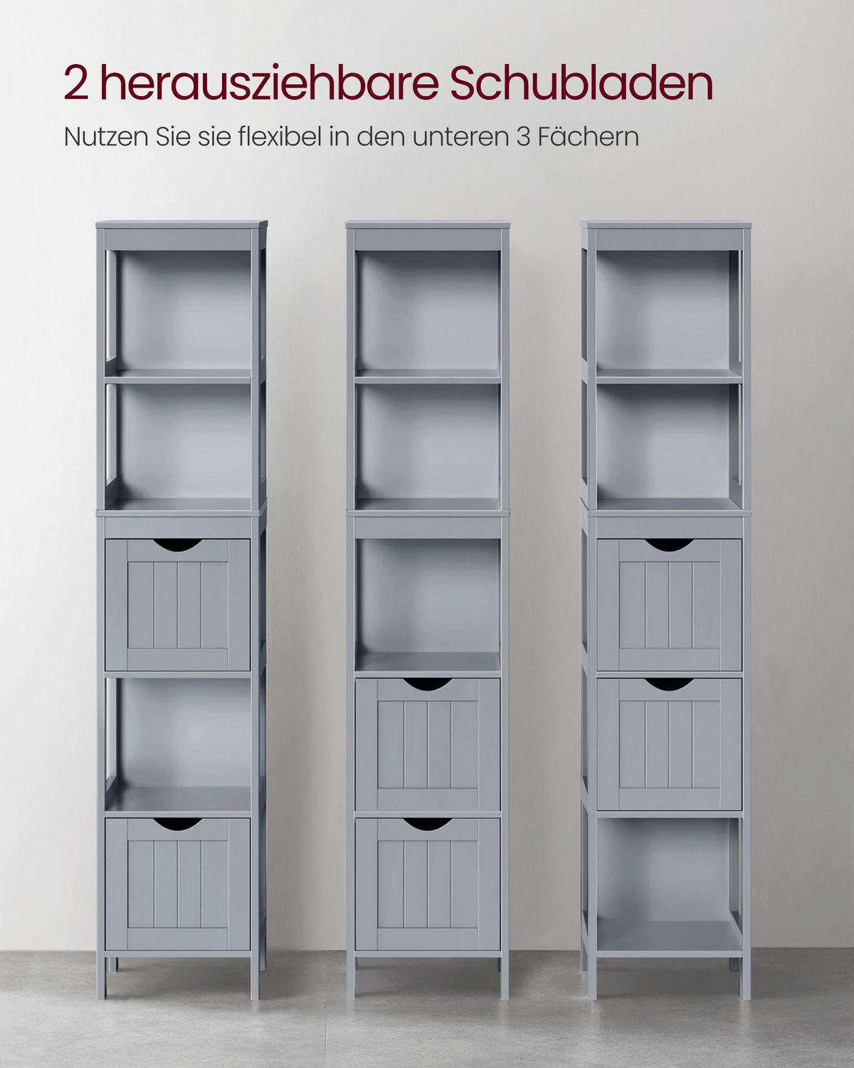 BADEZIMMERSCHRANK TASHKENT - Grau, Holzwerkstoff (30/141.5/30cm) - Hansiro
