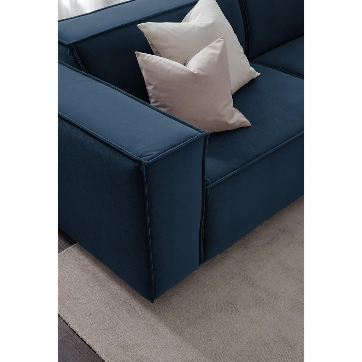 ECKSOFA mit Longchair - Schwarz/Dunkelblau, Kunststoff/Textil (294/177cm) - home24