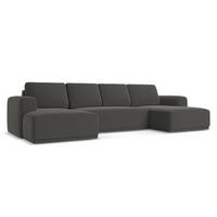 WOHNLANDSCHAFT Samt Stoff Grau - Dunkelgrau/Schwarz, Kunststoff/Textil (333/91/160cm) - Makamii