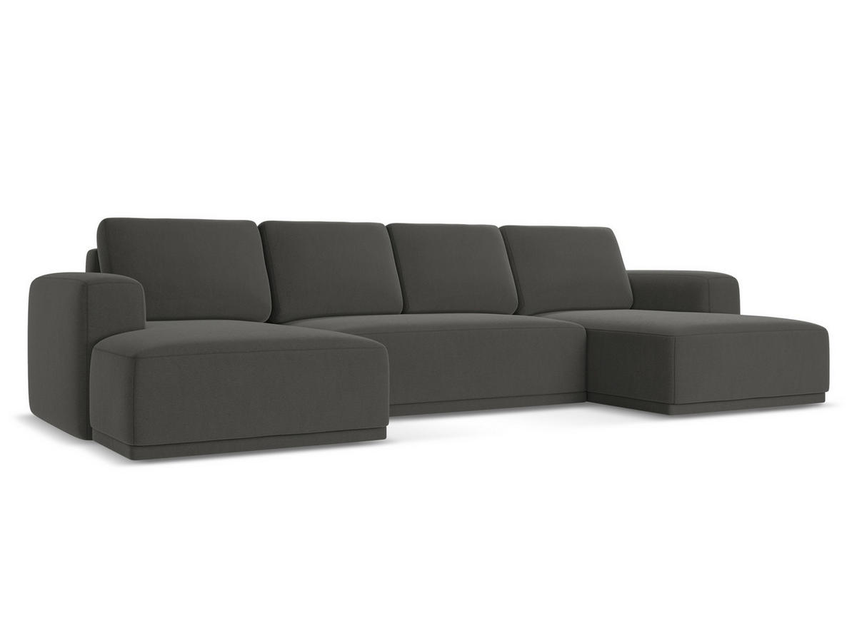 WOHNLANDSCHAFT Samt Stoff Grau - Dunkelgrau/Schwarz, Kunststoff/Textil (333/91/160cm) - Makamii