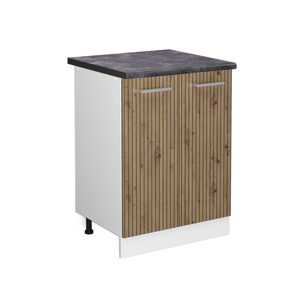KÜCHENUNTERSCHRANK R-Line Artisan-Eiche 60 cm, AP Anthrazit - Weiß/Eiche Artisan, Holzwerkstoff (60/81.6/60cm) - Vicco