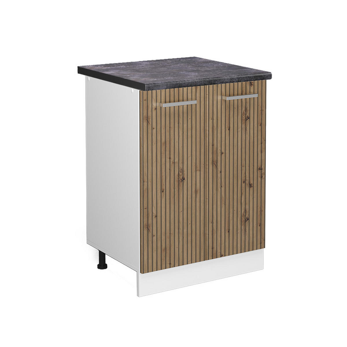 KÜCHENUNTERSCHRANK R-Line Artisan-Eiche 60 cm, AP Anthrazit - Weiß/Eiche Artisan, Holzwerkstoff (60/81.6/60cm) - Vicco