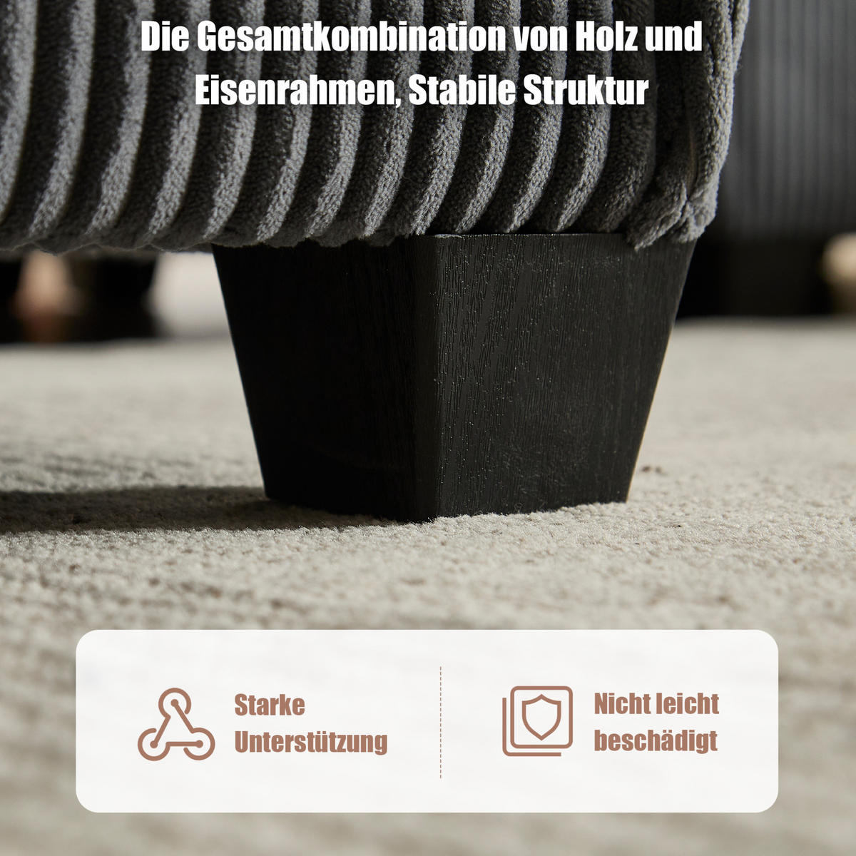 ECKSOFA 308/154/81.99 cm Grau aus Cord als 6-Sitzer - Grau, Textil (70/77cm) - OKMYHOME