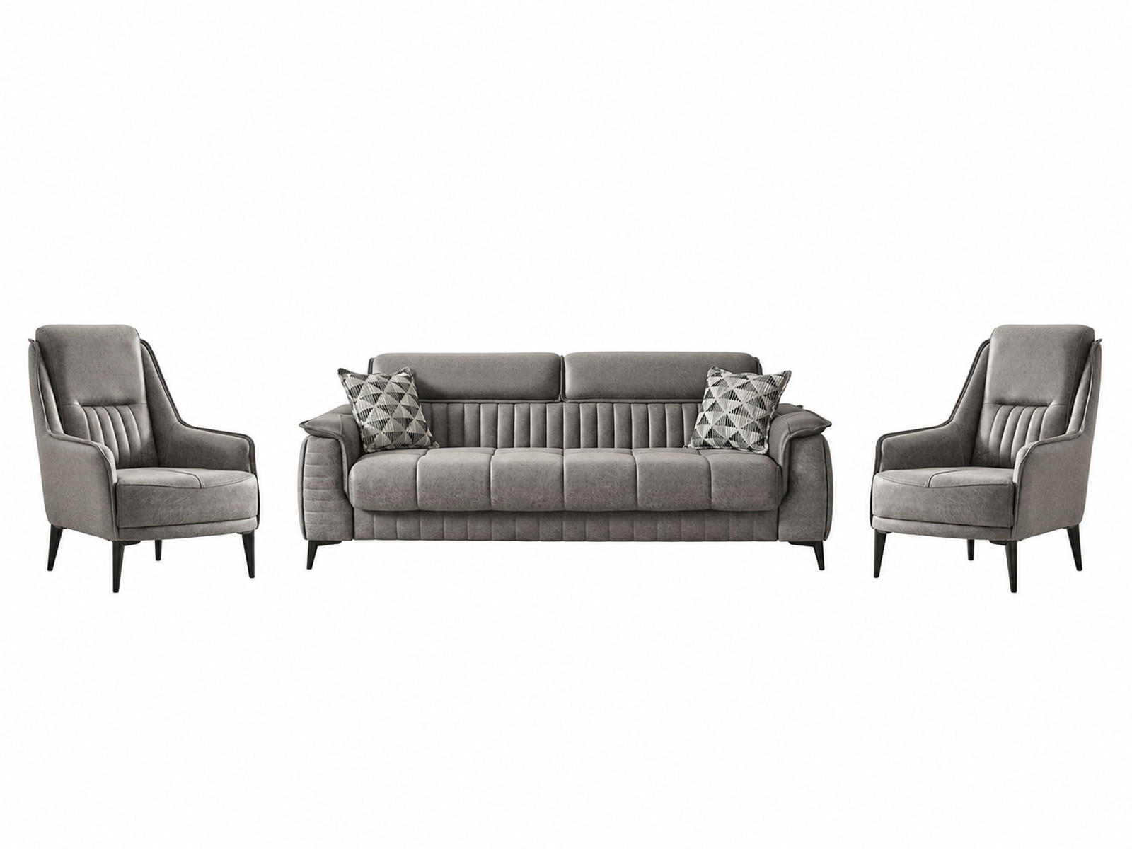 SITZGARNITUR Regina, Grau Stellvariante 3+1+1 - Grau, Holzwerkstoff/Kunststoff (243/85/95cm)