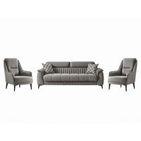 SITZGARNITUR Regina, Grau Stellvariante 3+1+1 - Grau, Holzwerkstoff/Kunststoff (243/85/95cm)