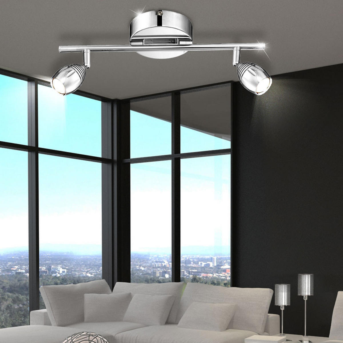 LED DECKENLEUCHTE Morelia Silber Aluminium - Silberfarben, Metall (38/13/16.5cm) - Globo Lighting