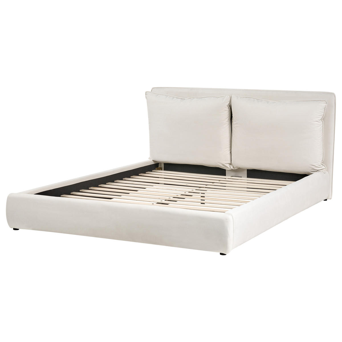 BETT mit Lattenrost 160/200 cm Hellbeige Bajonna - Beige/Schwarz, Textil (160/200cm) - Beliani