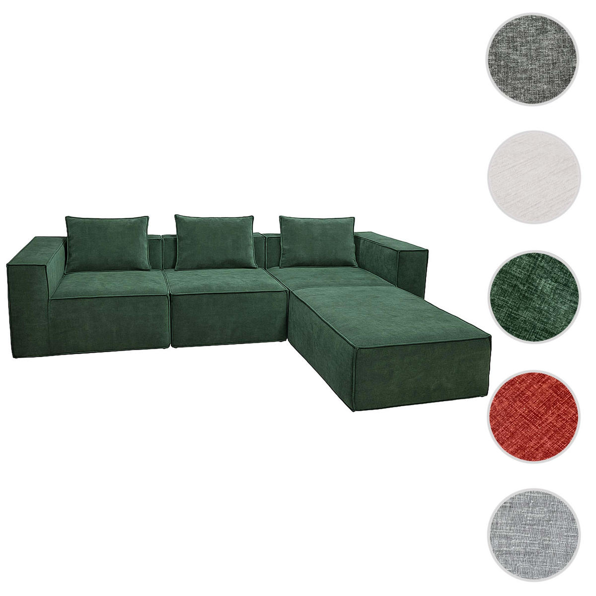 SOFA-GARNITUR Grün - Grün, Textil (270/63/190cm) - MCW