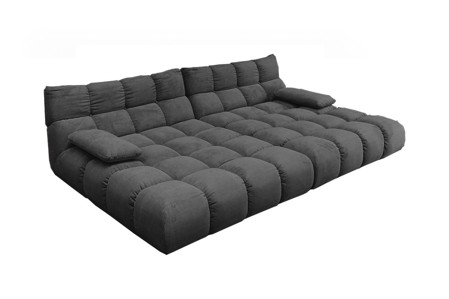 BIG SOFA VIVIEN Anthrazit Cord - Anthrazit/Schwarz, Kunststoff/Textil (296/85/178cm) - KAWOLA