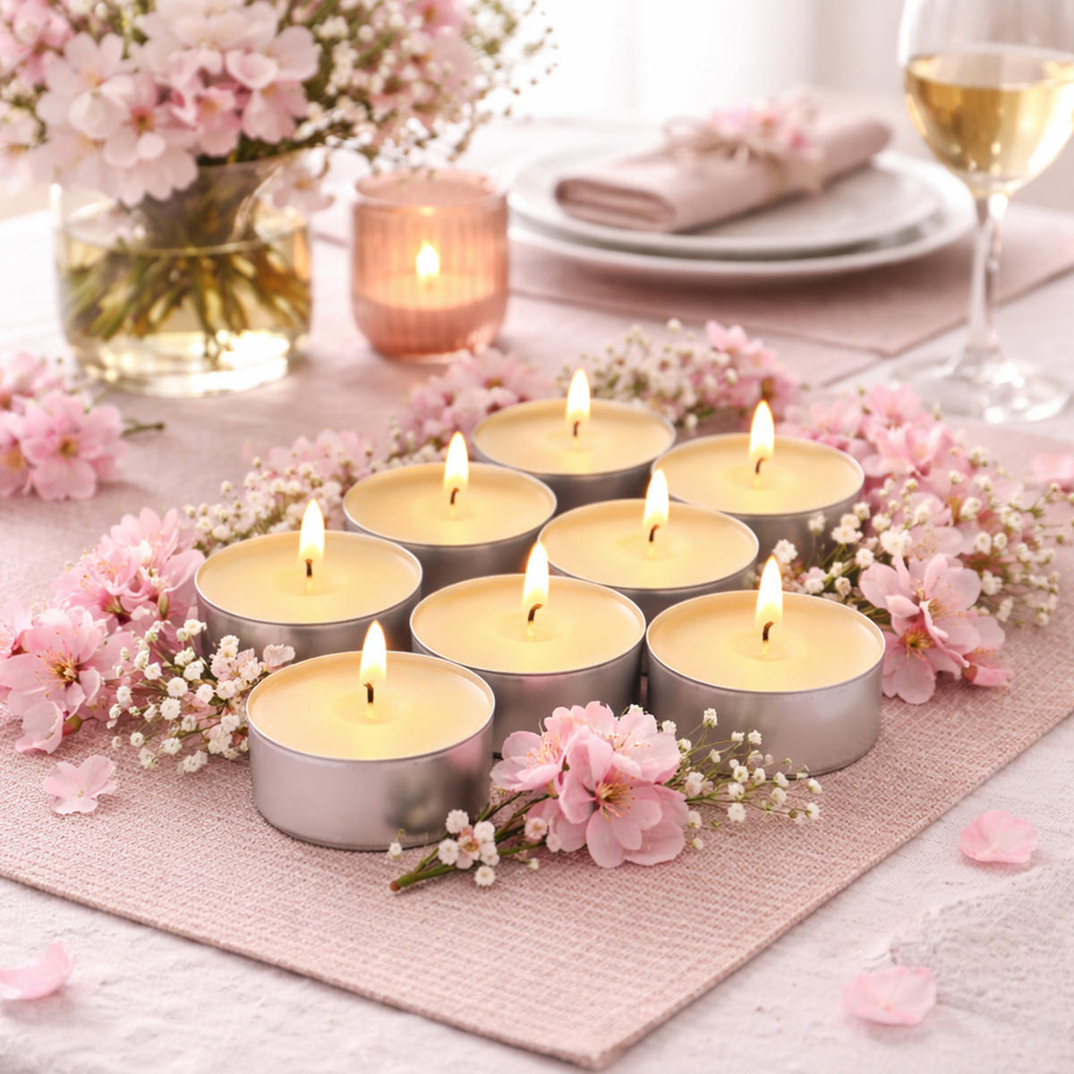 TEELICHT mit Duft - Zauberblume - 18er Pack - Dunkelgelb, Naturmaterialien (4/1.5/4cm) - HS Candle