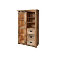 VITRINE Mango 100x45x175 natur lackiert RAILWAY #126 - Braun, Holz (100/175/45cm) - Massivmoebel24
