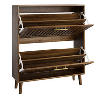 SCHUHSCHRANK 80/24/93 cm walnussfarben aus MDF mit Klappen - Walnussfarben, Holzwerkstoff (24/93/80cm) - OKWISH