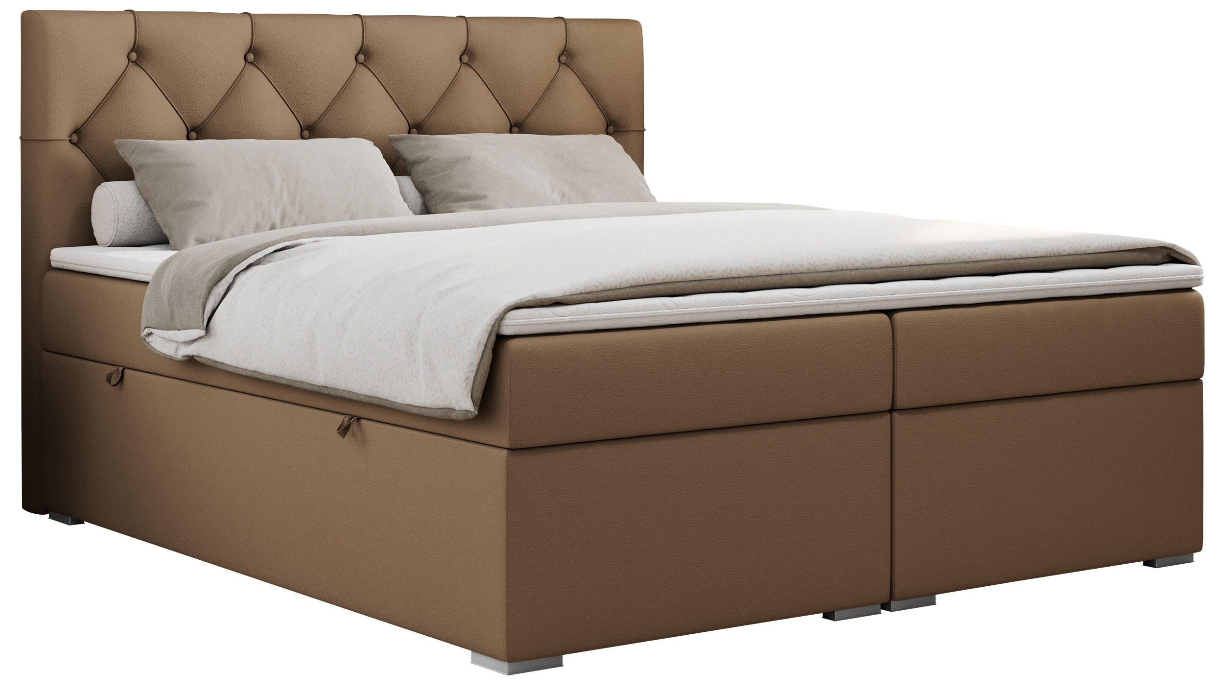 BOXBETT ALDA 160/200 Braun Kunstleder - H3 - Braun, Holz/Textil (160/200cm) - MKS