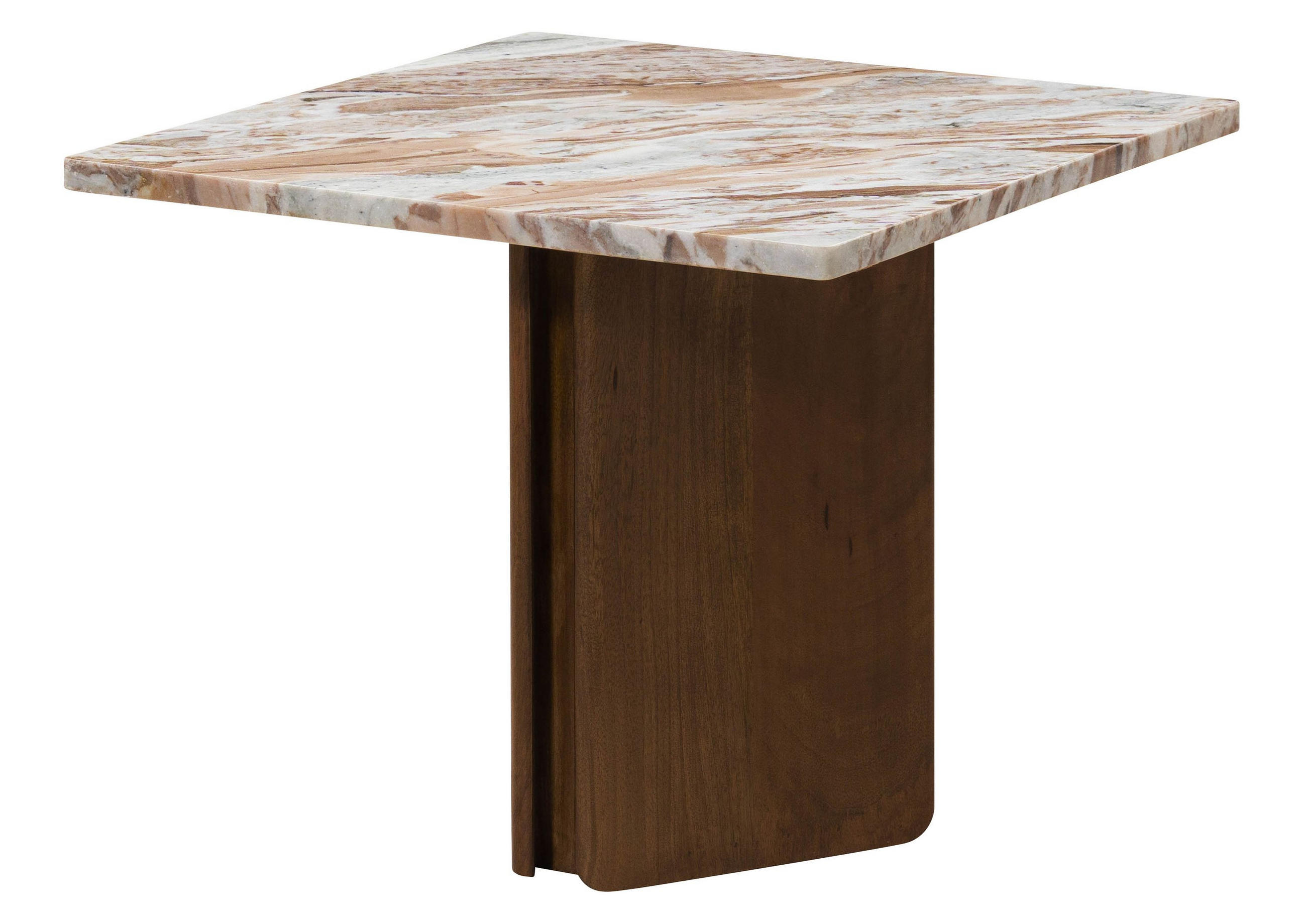 BEISTELLTISCH Mango 55x55x45 braun lackiert / Marmor beige LUGANO #204 - Braun, Holz (55/55/45cm) - Massivmoebel24