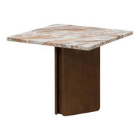 BEISTELLTISCH Mango 55x55x45 braun lackiert / Marmor beige LUGANO #204 - Braun, Holz (55/55/45cm) - Massivmoebel24