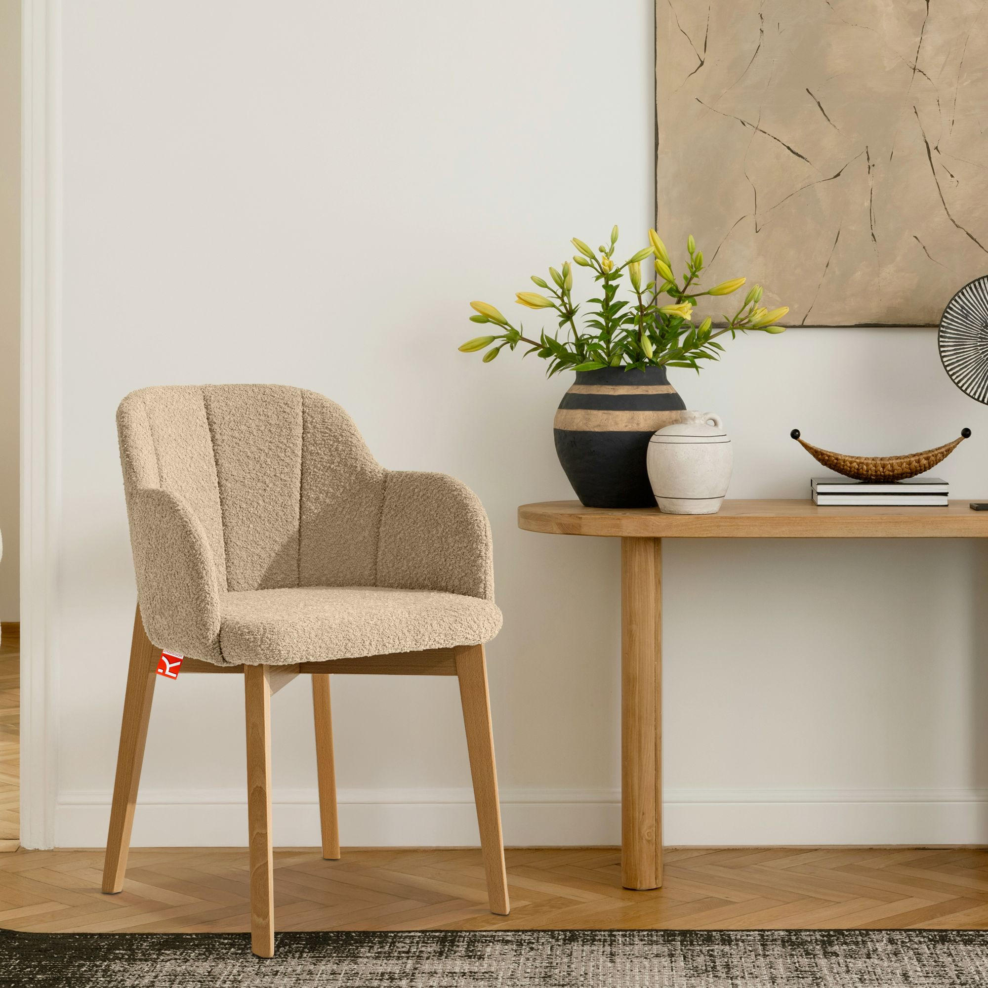 Thumbnail - Konsimo® Polsterstuhl, Braun, Textil, 55x82x54 cm, Esszimmer, Stühle, Esszimmerstühle, Armlehnenstühle