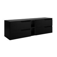 BADEZIMMERSCHRANK: Schwarz, 180 (2 x 80 + 20) x 46 x 58 cm - Schwarz, Holzwerkstoff (180/58/46cm) - 3XE LIVING