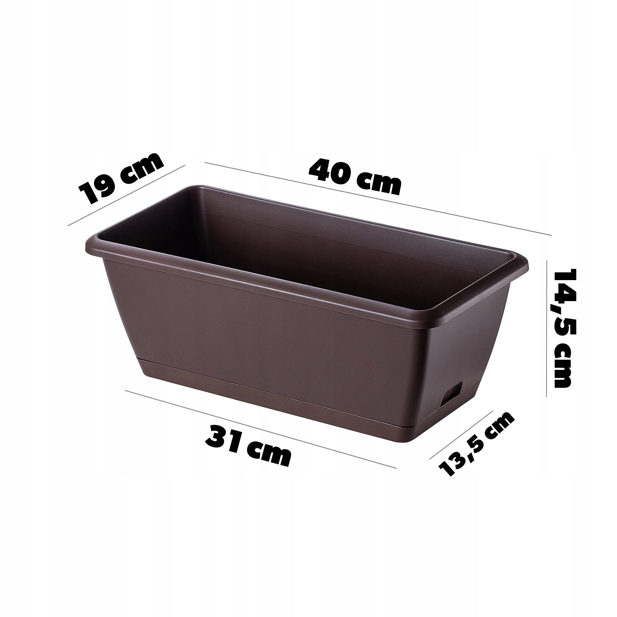 BALKONKASTEN 40 cm mit Griffen, Braun - Braun, Kunststoff (19/40cm) - KADAX