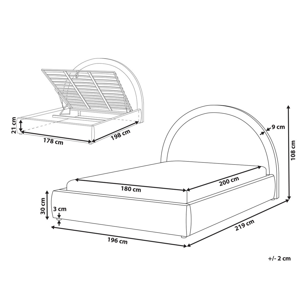 POSTELJA s prostorom za shranjevanje 180/200 šenilja sivo rjava Mouzon - rjava/sivorjava, tekstil (180/200cm) - Beliani