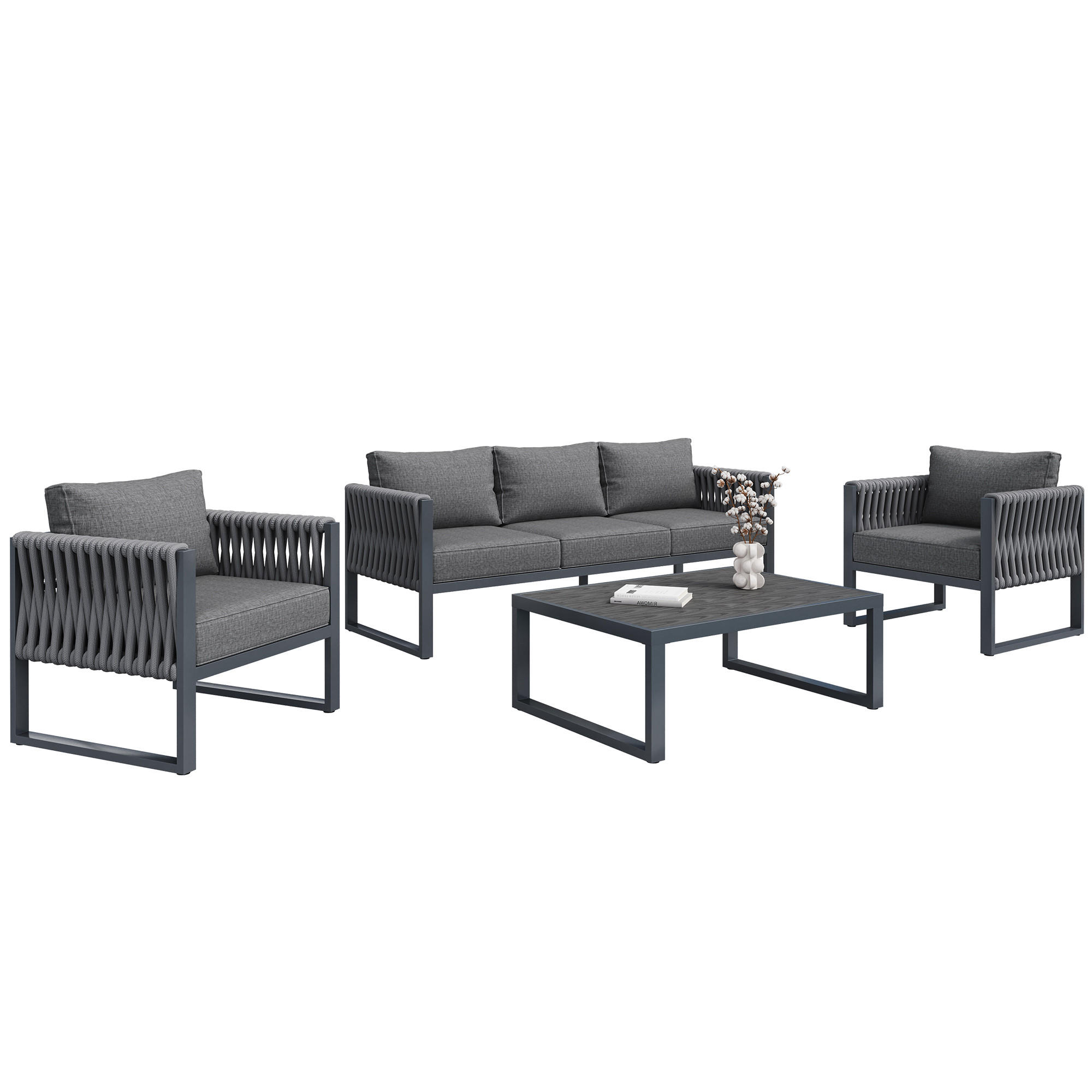 GARTEN-LOUNGESOFAS 5-Sitzer Grau - Grau, Metall - ComfortXL