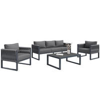 GARTEN-LOUNGESOFAS 5-Sitzer Grau - Grau, Metall - ComfortXL