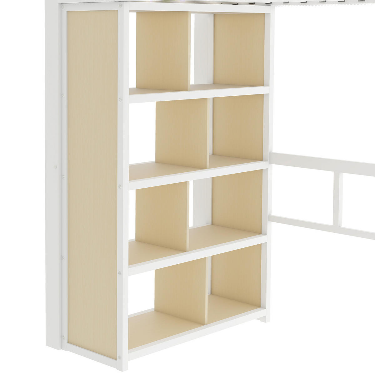 HOCHBETT 90/200 cm Weiß aus Metall und MDF mit Schreibtisch und LED-Lichtleiste - Weiß, Metall (90/200cm) - OKMYHOME