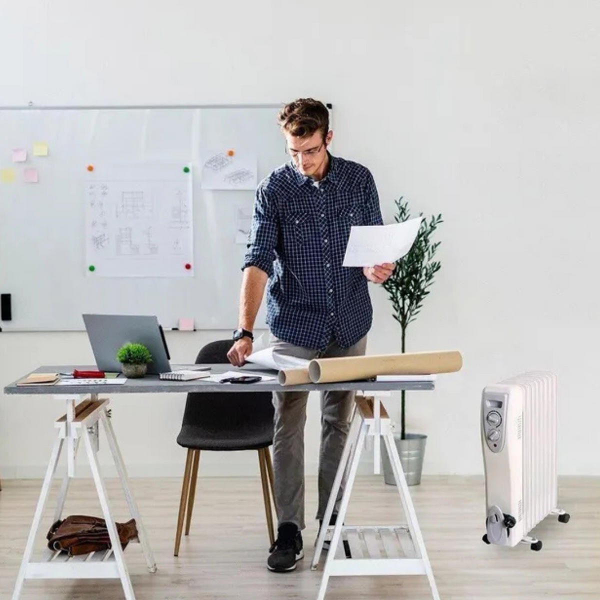 KONVEKTOR Elektroheizung 700–2000 W Programmierbar Weiß - Weiß, Kunststoff/Metall (68/44/19cm) - JUNG