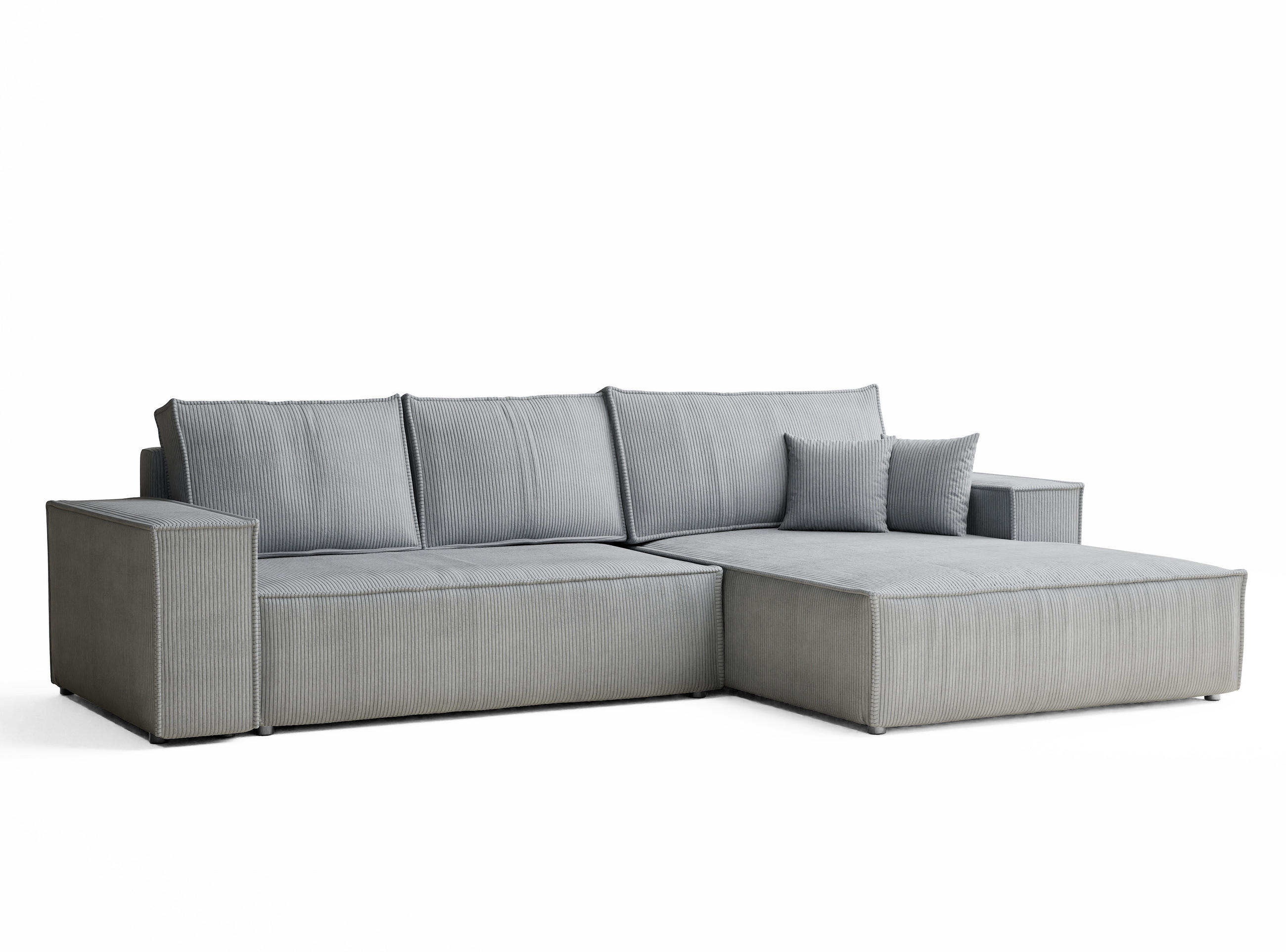 ECKSOFA MIT SCHLAFFUNKTION Maze Hellgrau Samtstoff - Hellgrau/Schwarz, Holz/Holzwerkstoff (294/185cm) - Maison de Reve