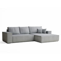 ECKSOFA MIT SCHLAFFUNKTION Maze Hellgrau Samtstoff - Hellgrau/Schwarz, Holz/Holzwerkstoff (294/185cm) - Maison de Reve