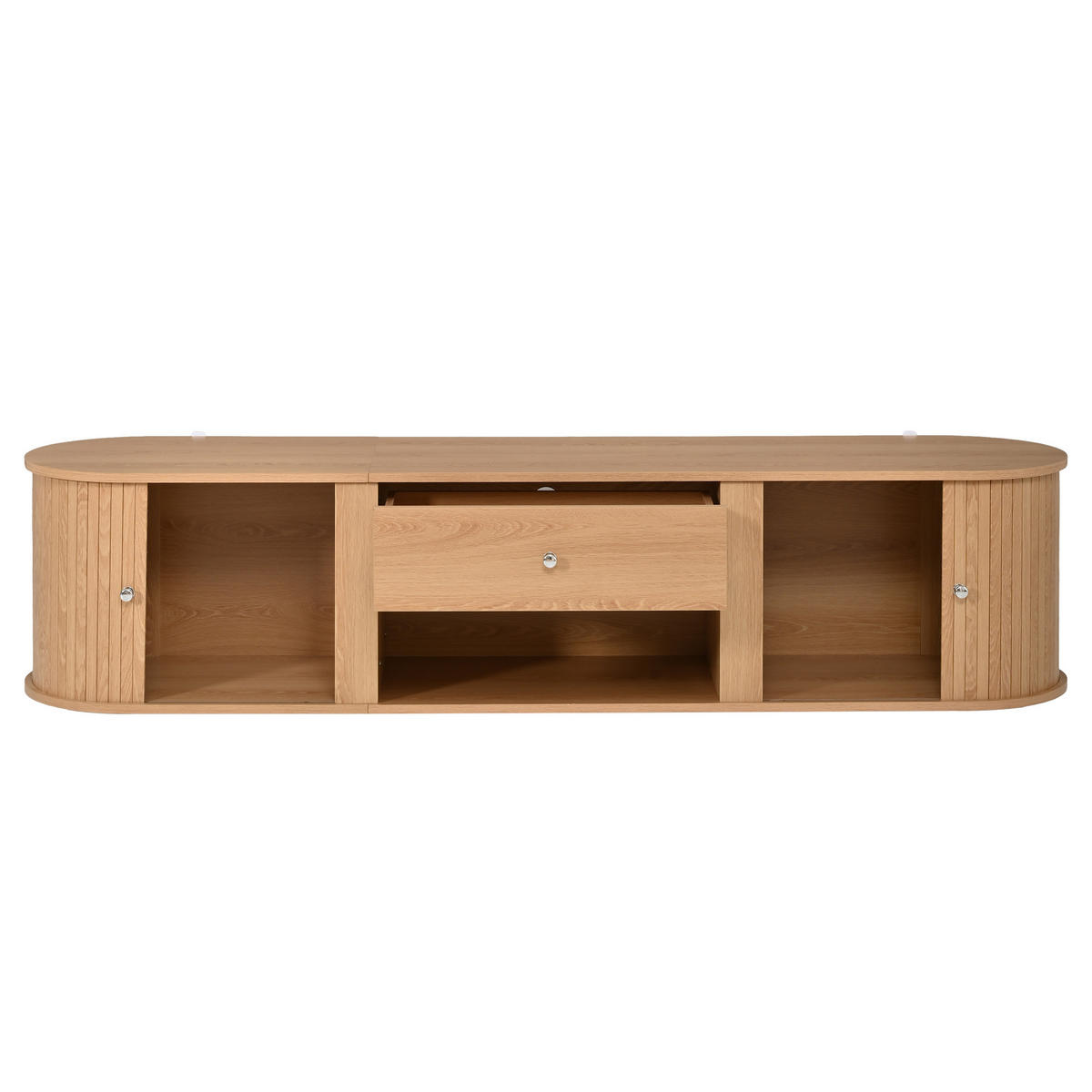 TV-SCHRANK 180/40/40 cm Holzoptik mit 1 Schublade und 2 Rolltüren - Naturfarben, Holzwerkstoff (180/40/40cm) - Oxeza
