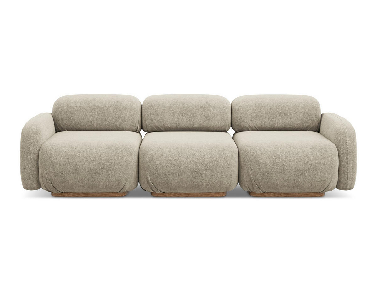 4-SITZER-SOFA Bouclé Stoff Beige - Beige/Braun, Holz/Textil (270/73/95cm) - Makamii