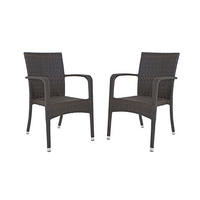 GARTENSTUHL 2er Set Emma Stapelstuhl - Braun, Kunststoff (56/87/55cm) - DELUKE