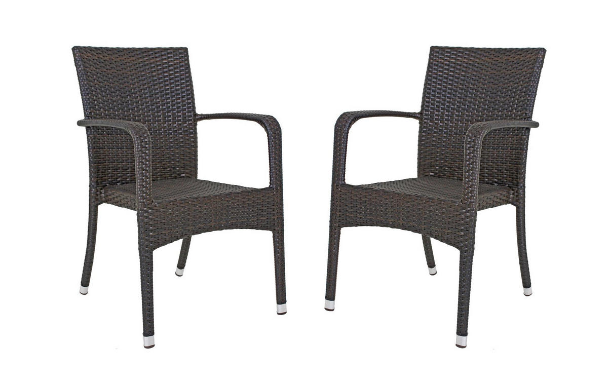 GARTENSTUHL 2er Set Emma Stapelstuhl - Braun, Kunststoff (56/87/55cm) - DELUKE