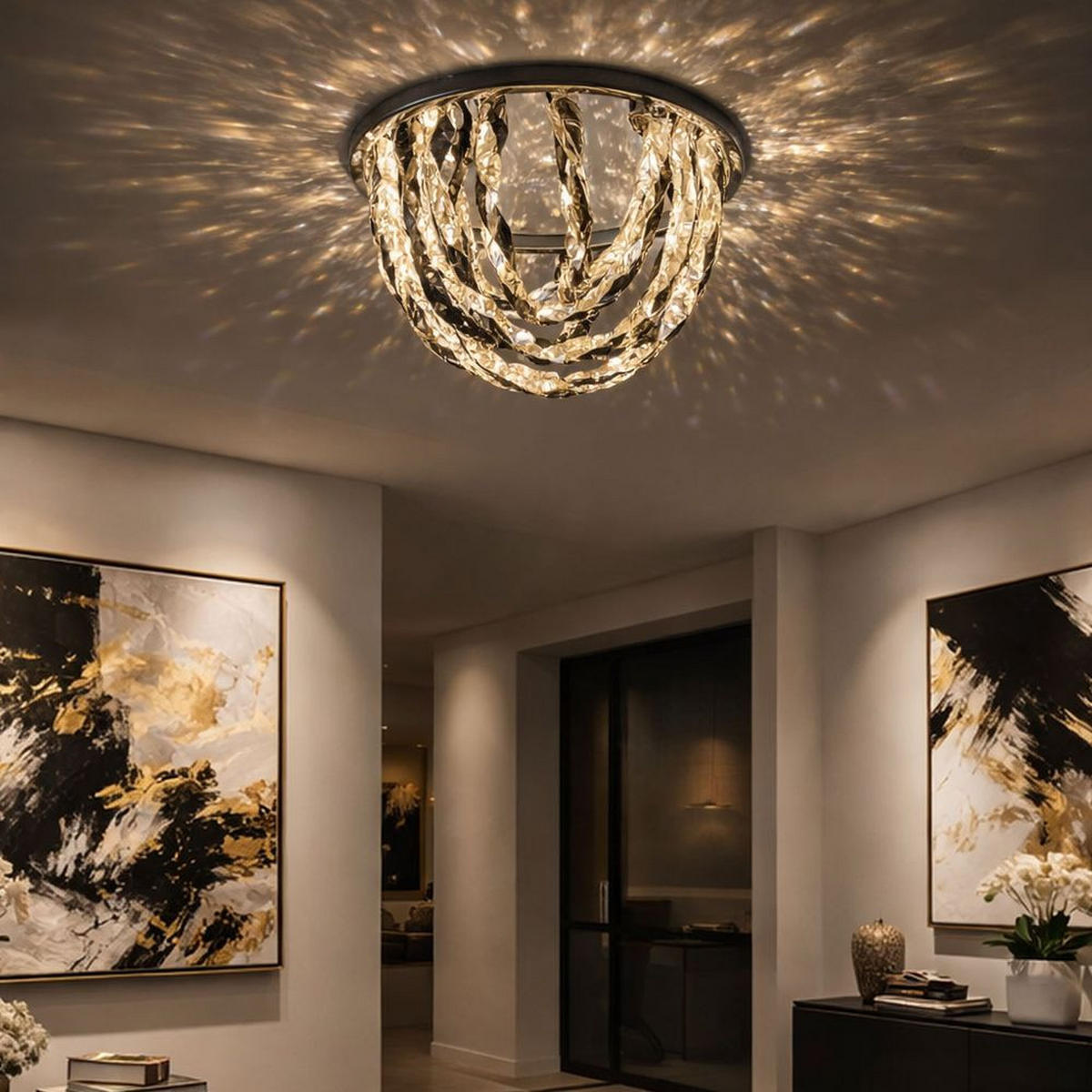LED DECKENLEUCHTE Metall Chrom Rauch - Silberfarben, Metall (60/60/42cm) - Globo Lighting